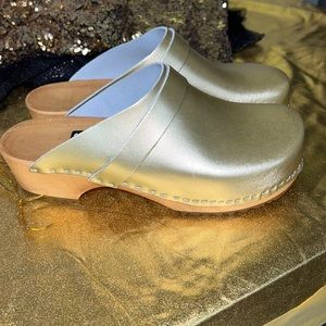 Golden Clogs. Swedish Clogs.